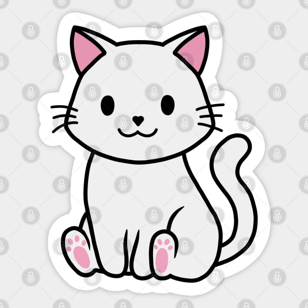 White kitty Sticker by Meowmaddie